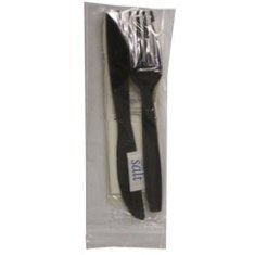 Cutlery Kit, Heavy Black - Knife, Fork, Napkin,