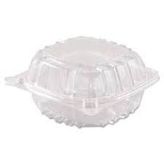 Dart - Container, 6" Clearseal Hinged 1 Compartment Container with Lid, Clear Plastic, 6x6x3