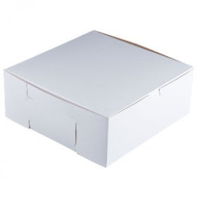 Cake/Bakery Box with Locking Corners, 10x10x3, White