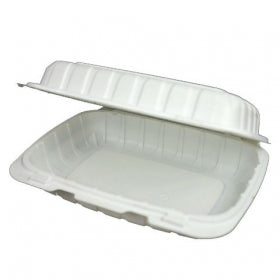 Compostable Hinged Container, 9x6x3 with 1 Compartment